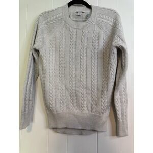 Athleta Crossroads Crew Sweater XXS Gray Metallic Cable Knit Long Sleeve Women's